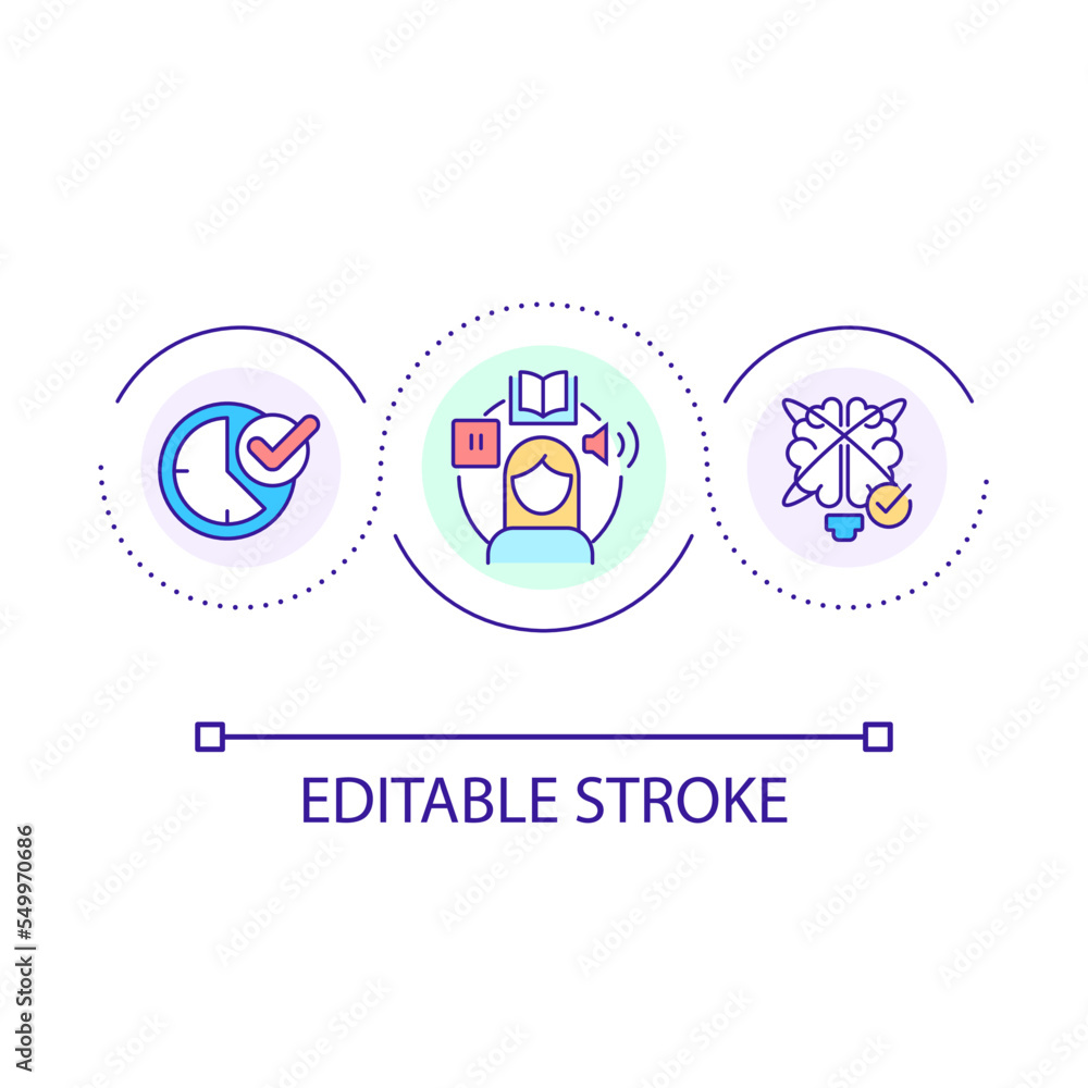 Memorizing tricks loop concept icon. Boost brain productivity. Learning skills. Studying techniques abstract idea thin line illustration. Isolated outline drawing. Editable stroke. Arial font used
