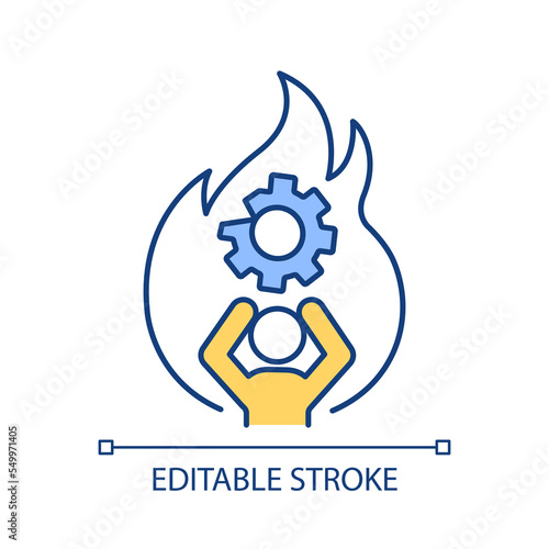 Feeling worthless RGB color icon. Toxic shame. Low self esteem. Poor confidence. Depression symptom. Isolated vector illustration. Simple filled line drawing. Editable stroke. Arial font used