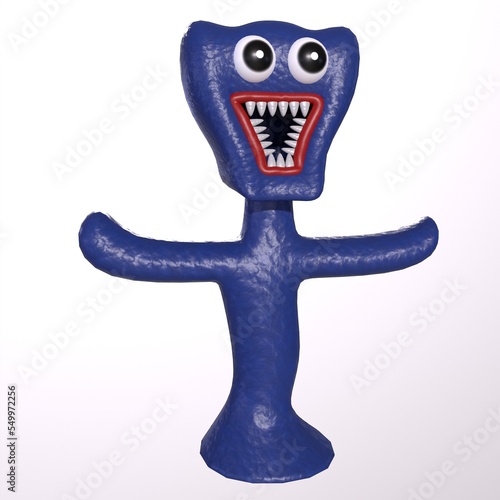 3d Rendering of huggy wuggy toy photo