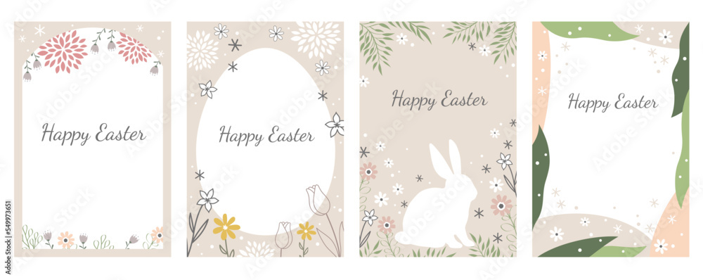 Easter Vector Greeting Card Set Isolate On a White Background.