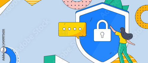 Cyber ​​security safety characters flat vector concept operations illustration
