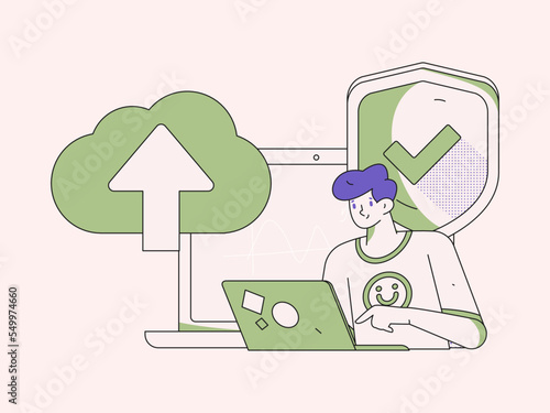 Cyber ​​security safety characters flat vector concept operations illustration
