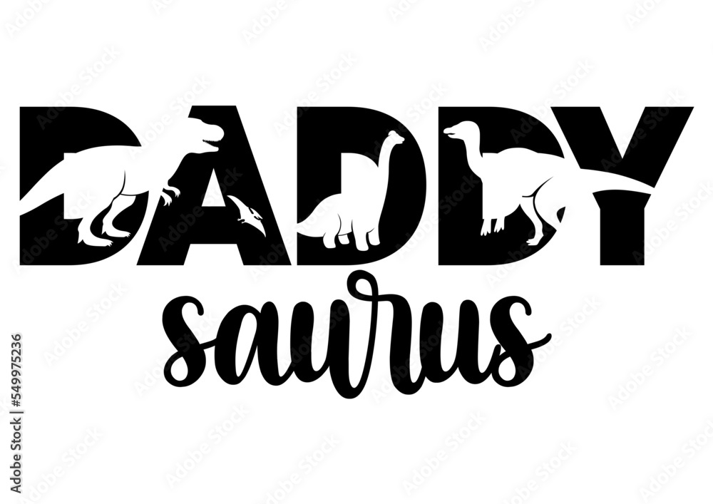 Daddy Saurus svg and png file for tshirt design and print vector de