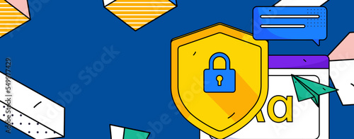 Cyber ​​security safety characters flat vector concept operations illustration

