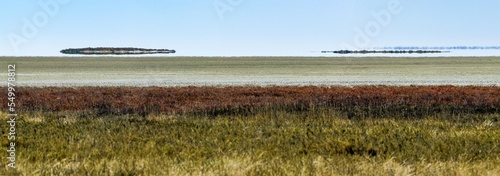 Fata morgana mirage looks like UFO above the desert. Etosha, Namibia. photo