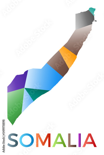 Bright colored Somalia shape. Multicolor geometric style country logo. Modern trendy design. Radiant vector illustration.