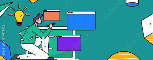 Flat vector concept operation illustration of people working in business
