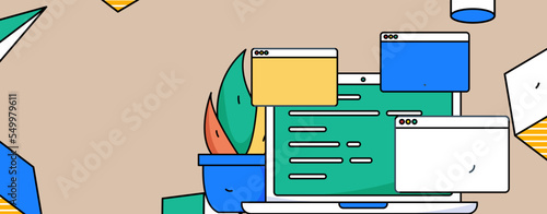 Flat vector concept operation illustration of people working in business
