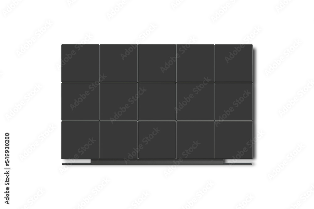 Large screen digital display consists from fifteen parts. Mockup isolated on white background.3d rendering. Large screen digital display consists from fifteen parts. Mockup isolated on white background.3d rendering.