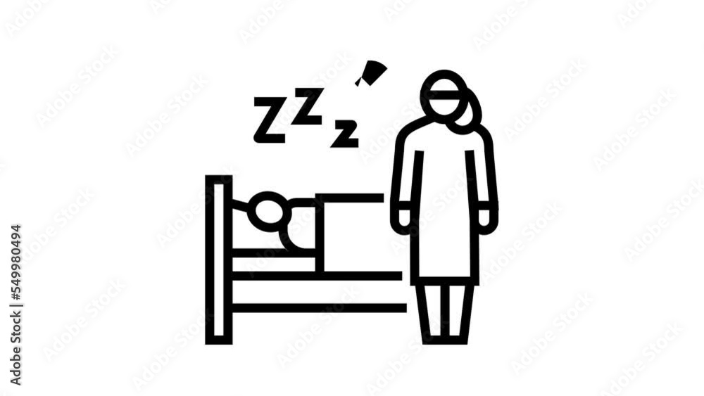 watching sleeping child line icon animation watching sleeping child line icon animation