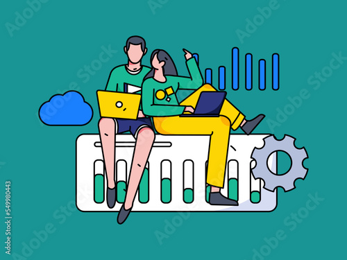 Flat vector concept operation illustration of people working in business
