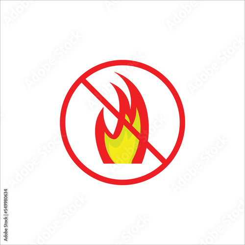 stop fire icon. keep away from fire, with crossed circle elements. Vector Illustration