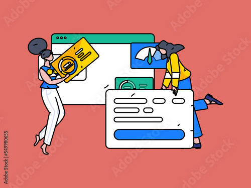 Flat vector concept operation illustration of people working in business 