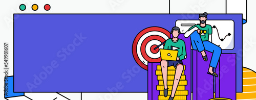 Flat vector concept operation illustration of people working in business 