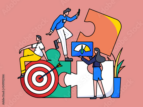 Flat vector concept operation illustration of people working in business

