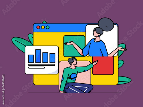 Flat vector concept operation illustration of people working in business
