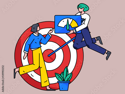Flat vector concept operation illustration of people working in business 