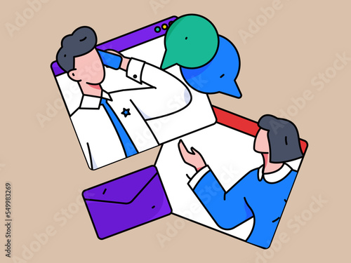 Flat vector concept operation illustration of people working in business
