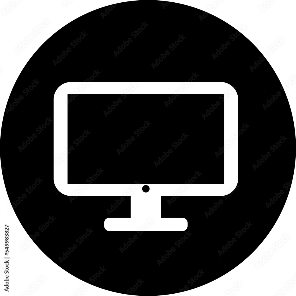 Black and white computer icon, icon with computer monitor Black and white computer icon, icon with computer monitor