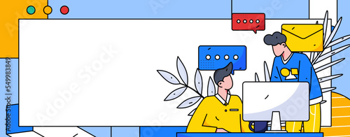Flat vector concept operation illustration of people working in business
