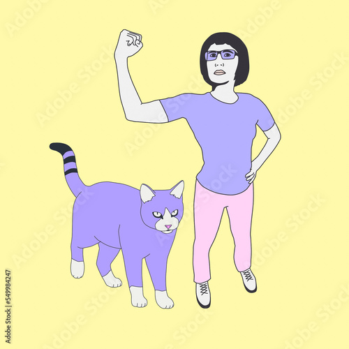 Fashion minimal illustration art. Woman power  strong  feminist concept