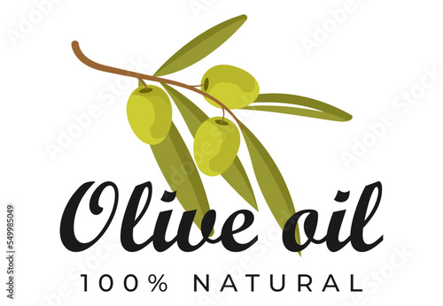 Olive oil. Natural product. extra virgin olive oil icon vector illustration. Elegant Logo template with olive branch - simple linear style