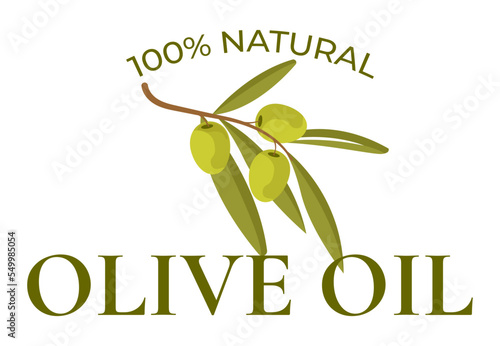 Olive oil. Natural product. extra virgin olive oil icon vector illustration. Elegant Logo template with olive branch - simple linear style