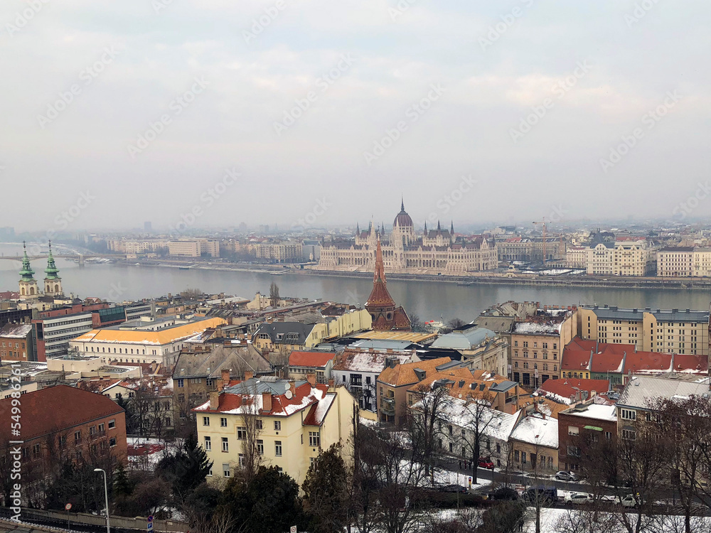 Budapest Panoramic view, Hungarian capital. Hungarian parliament, Danube river. Budapest cityscape. Winter Budapest city landscape. best Hungarian scenery, famous Hungarian architecture, top Budapest 