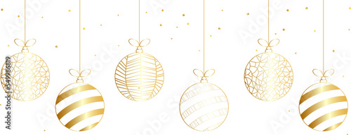 Valokuva Gold Christmas balls hanging on a rope, Christmas ball PNG, Christmas balls set