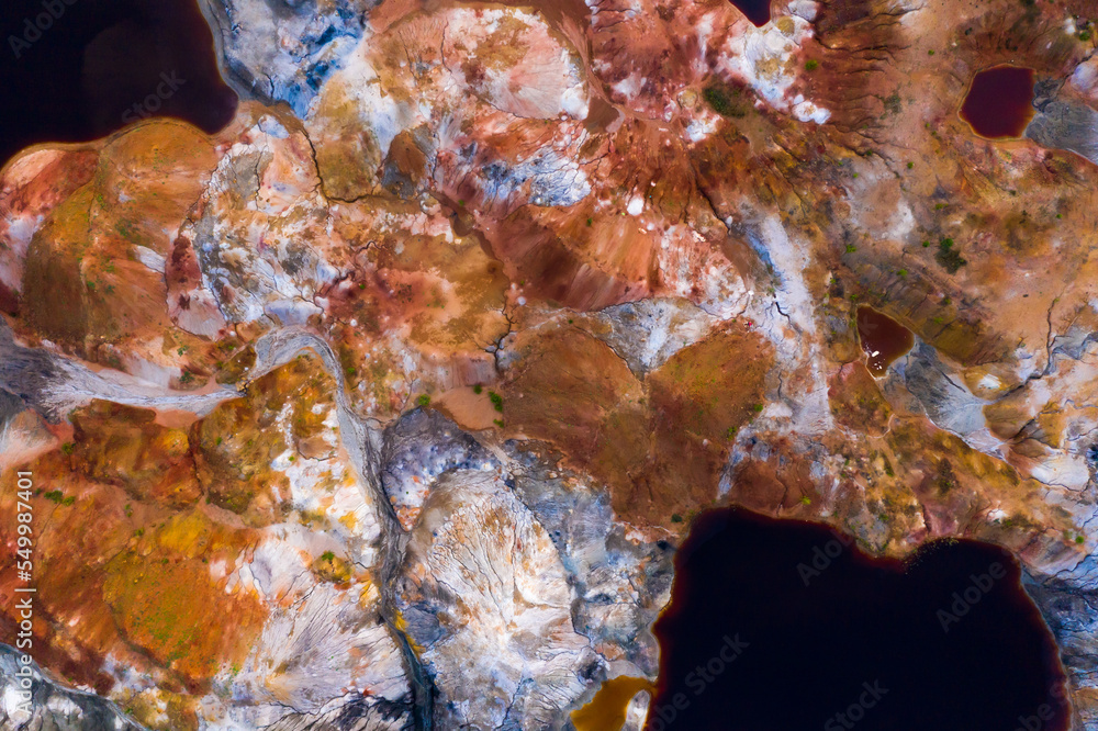 ural mars kanuen clay quarry with red water and colorful mountains ural mars kanuen clay quarry with red water and colorful mountains