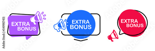 Extra Bonus. Extra bonus offer, vector banner with megaphone. Special shop proposition concept. Super sale campaign announcement. Loudspeaker banner. Label for business, marketing and advertising