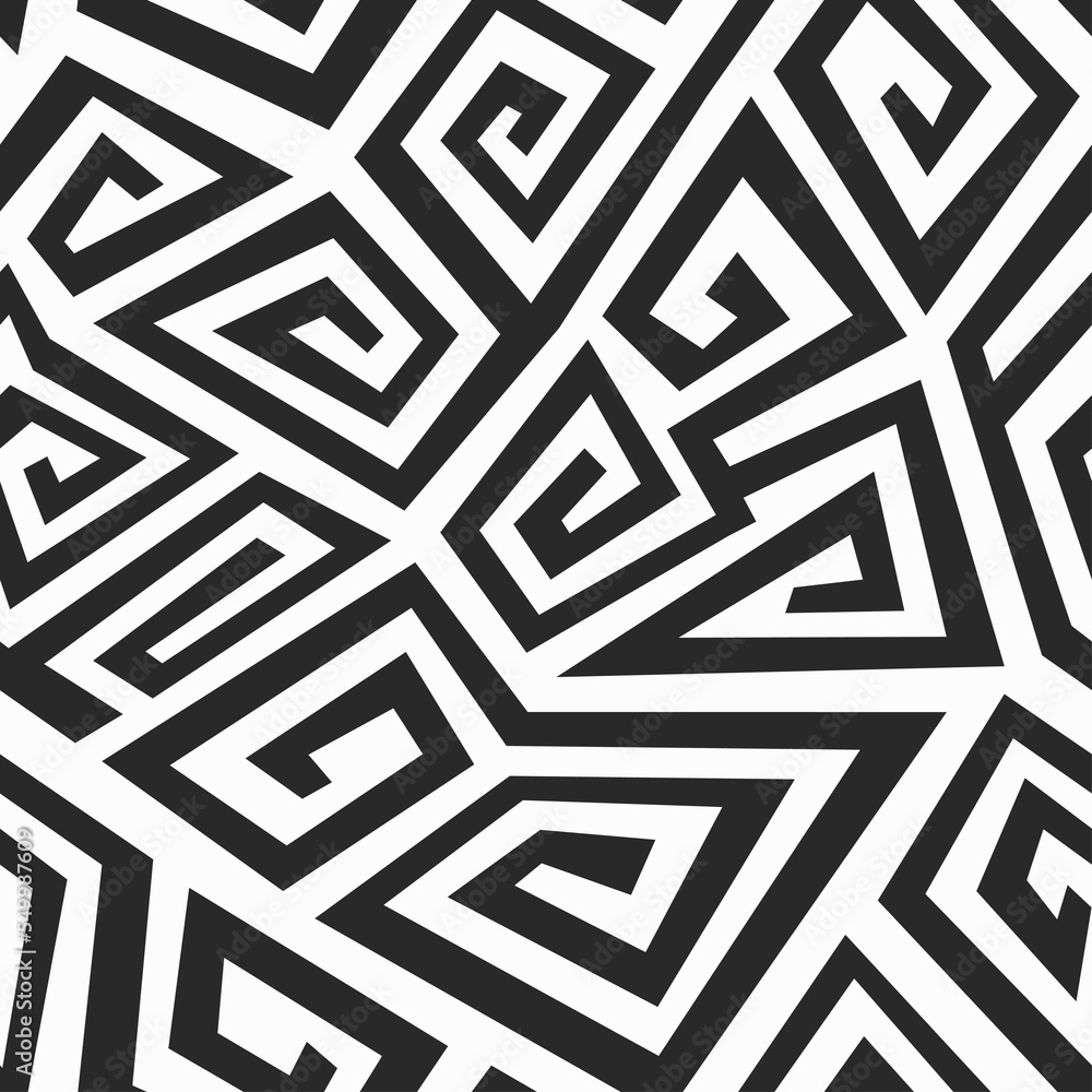 Monochrome spiral lines seamless pattern Vector Image