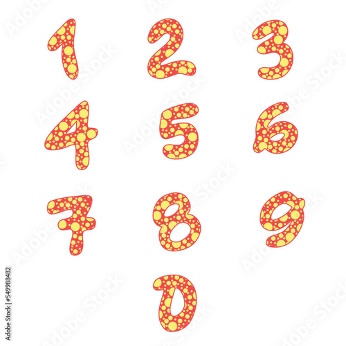 Numbers from 0 to 9 with circle. Vector illustration.