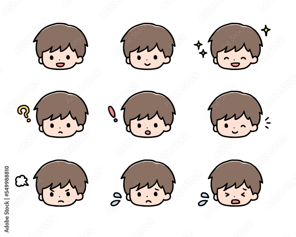 男の子の表情アイコンセット