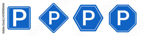 Parking sign icon set. Parking and bicycle parking. Parking area. Vector.