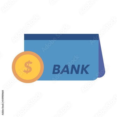 Passbook and dollar coin icon. Bank book. Vector.