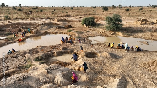 African people drink dirty water.