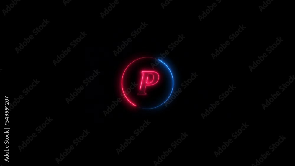 Neon P letter intro animated black background Neon P letter intro animated black background