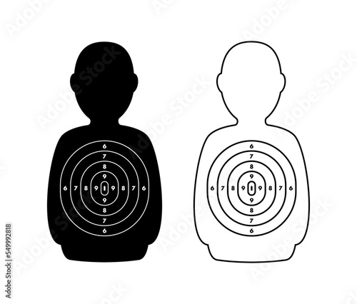 Target shoot. Silhouette of human, man. Vector stock illustration.