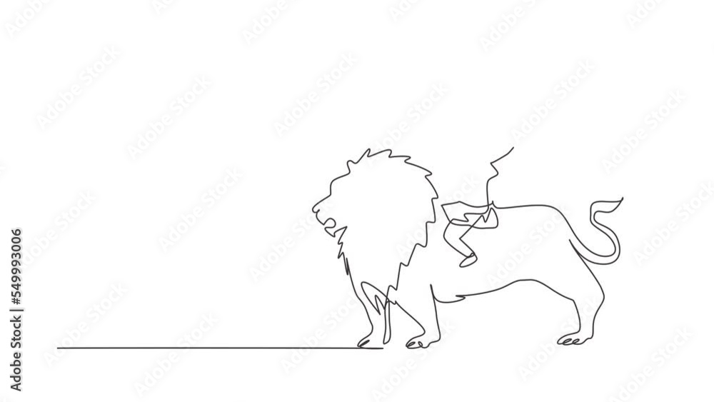 Self drawing animation of single line draw happy little girl riding ...