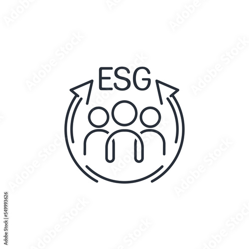 ESG Environmental Social Governance. Vector linear icon isolated on white background.