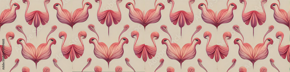 Naklejka premium seamless, pattern, pink, flamingos, animal, illustration, 