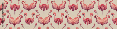 seamless, pattern, pink, flamingos, animal, illustration, 