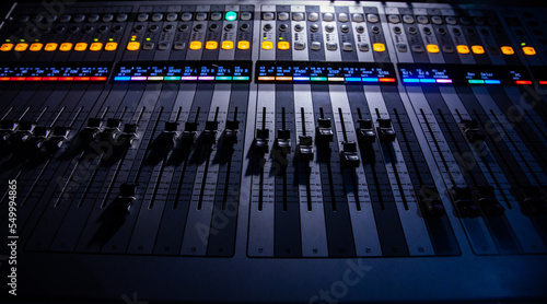 Closeup of sound control panel