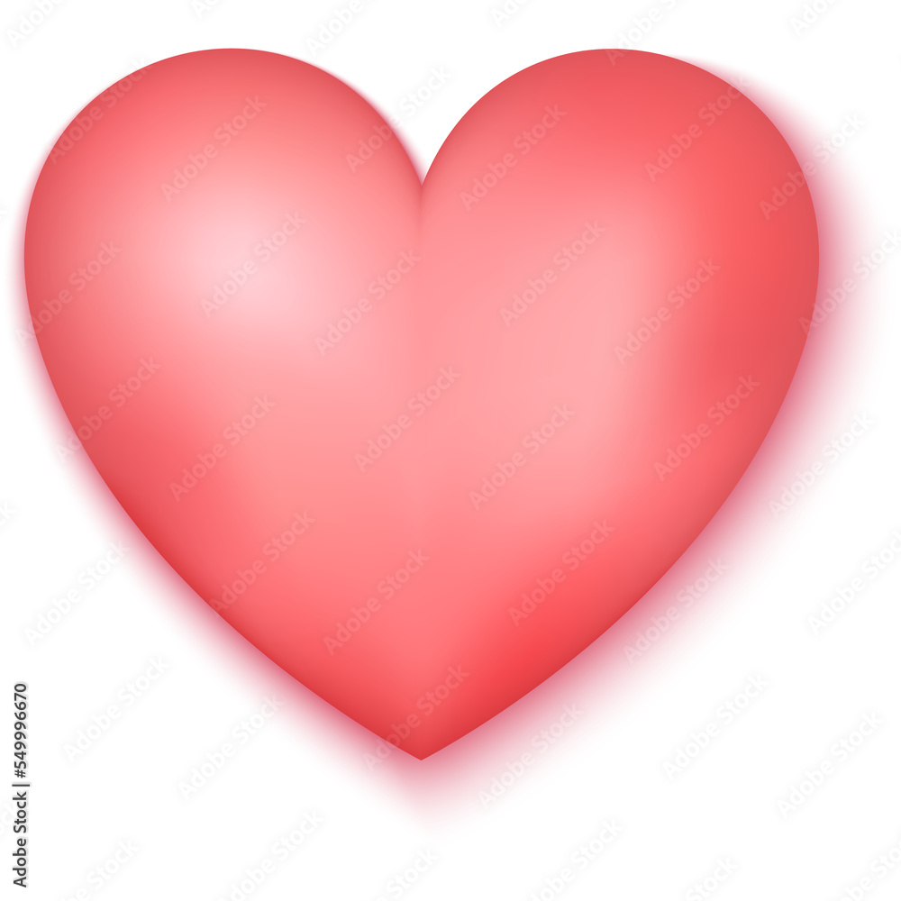 Pink Heart. Illustration of Realistic Love Object over Transparent Background.