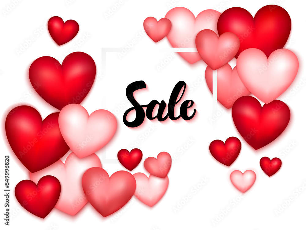 Sale Valentines Day Hearts Banner. Illustration of Love Template.