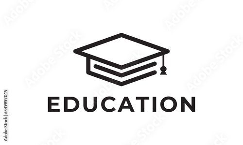 graduate with book logo. education design concept, student progress and success in learning.