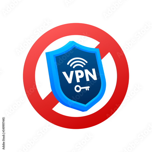 No vpn. Vector set. Safety internet technology. Digital technology data protection.