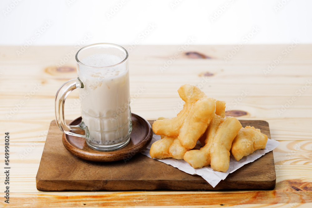 Patongo and soy milk served on the table Patongo and soy milk served on the table