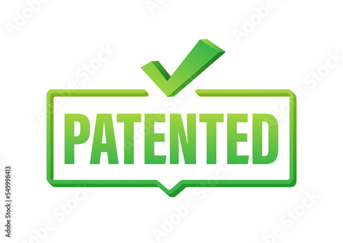 Free Download Green patented label on white background. Vector stock illustration - GFXLoad